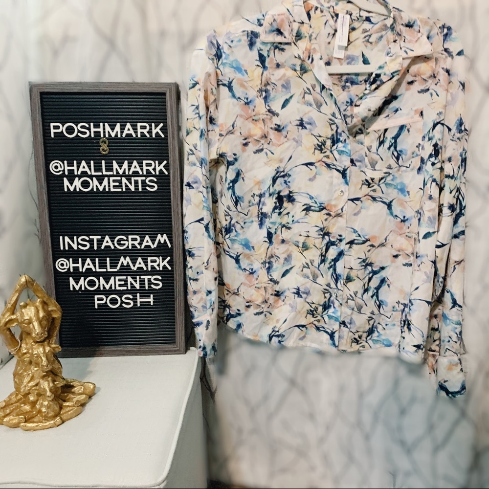 Easter Spring Floral Long Sleeve Button Up Shirt